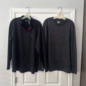 2 Mens long sleeve polos
1 Spider brand, 1 32* brand